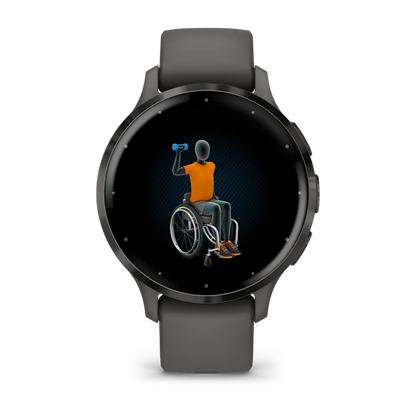 Montre de Sport Garmin Venu 3S boîtier acier inoxydable gris foncé et bracelet en silicone gris foncé