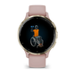 Montre de Sport Garmin Venu 3S boîtier acier inoxydable Soft Gold avec boîtier et bracelet en silicone rose poudré
