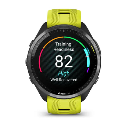 Forerunner® 965 noire avec lunette en titane et bracelet en silicone jaune vif/noir