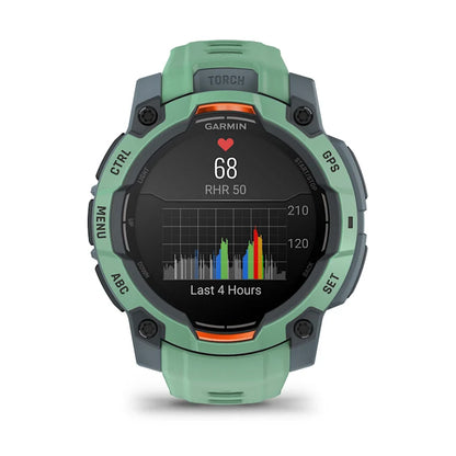 Montre GPS Garmin Instinct 3 AMOLED -45mm. Vert d'eau avec bracelet vert d'eau