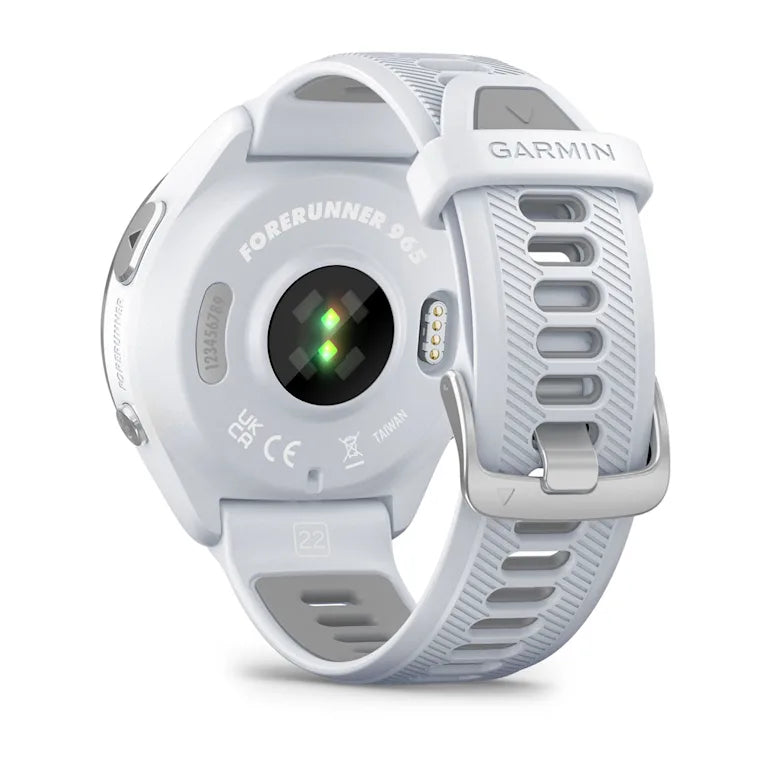 Forerunner® 965 blanche avec lunette en titane et bracelet en silicone blanc/gris
