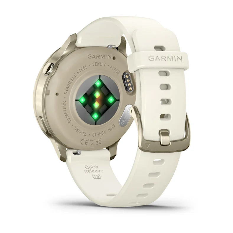 Montre de Sport Garmin Venu® 4 - 41 mm Lunar Gold avec bracelet en silicone ivoire
