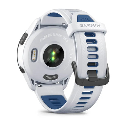 Forerunner® 265 blanche avec bracelet en silicone blanc/bleu