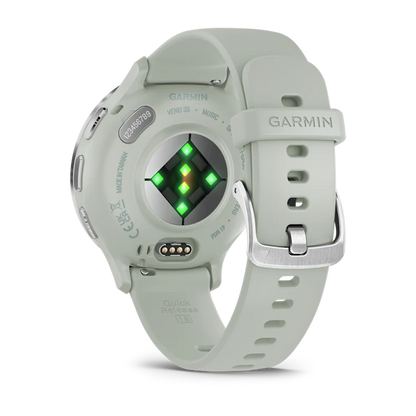 Montre de Sport Garmin Venu 3S boîtier  acier inoxydable et bracelet en silicone vert sauge