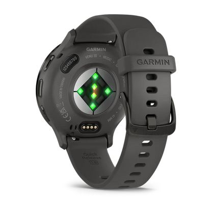 Montre de Sport Garmin Venu 3S boîtier acier inoxydable gris foncé et bracelet en silicone gris foncé