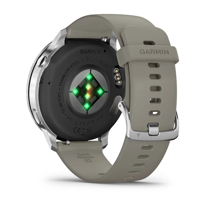 Montre de Sport Garmin Venu® 4 - 45 mm Silver avec bracelet en silicone gris