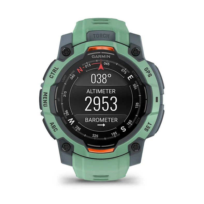 Montre GPS Garmin Instinct 3 AMOLED -45mm. Vert d'eau avec bracelet vert d'eau
