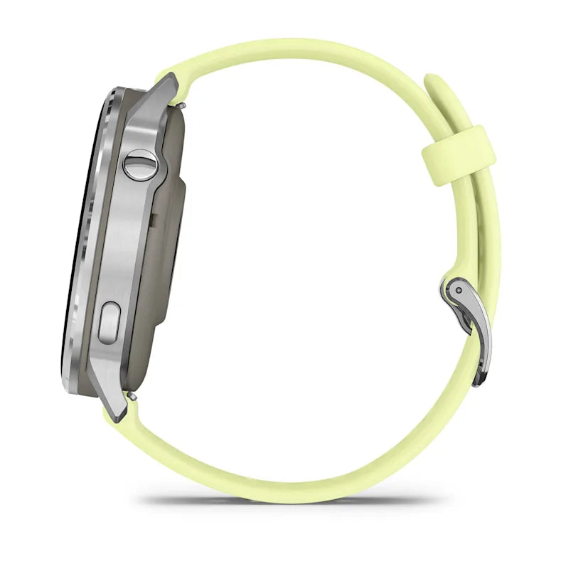 Montre de Sport Garmin Venu® 4 - 45 mm Silver avec bracelet en silicone jaune citron