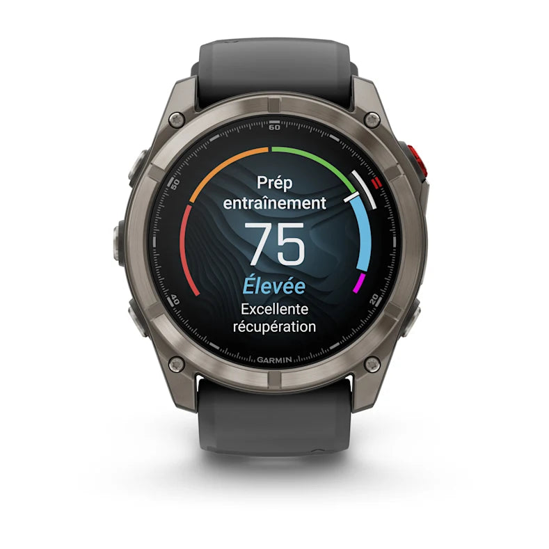 Montre GPS Garmin fēnix® 8 Pro – 51 mm, AMOLED Sapphire, Titanium avec bracelet en silicone graphite/noir