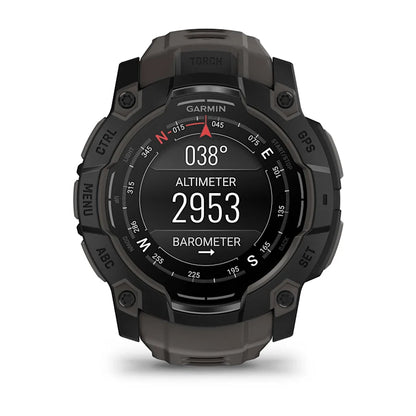 Montre GPS Garmin Instinct 3 AMOLED - 50 mm Noir avec Bracelet en Silicone Gris Charcoal