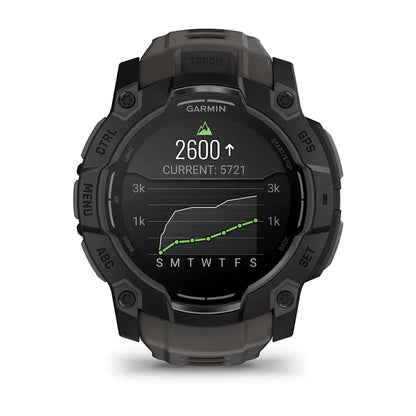 Montre GPS Garmin Instinct 3 AMOLED - 50 mm Noir avec Bracelet en Silicone Gris Charcoal