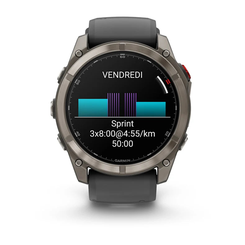 Montre GPS Garmin fēnix® 8 Pro – 51 mm, AMOLED Sapphire, Titanium avec bracelet en silicone graphite/noir