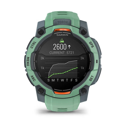 Montre GPS Garmin Instinct 3 AMOLED -45mm. Vert d'eau avec bracelet vert d'eau