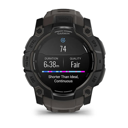Montre GPS Garmin Instinct 3 AMOLED - 50 mm Noir avec Bracelet en Silicone Gris Charcoal