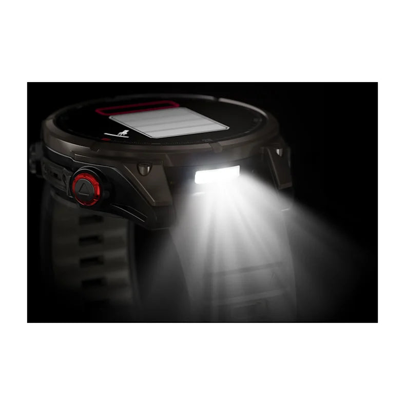 Montre GPS Garmin fēnix® 8 Pro – 47 mm, AMOLED Sapphire, Titane Carbon Gray DLC avec bracelet en silicone noir/gris galet