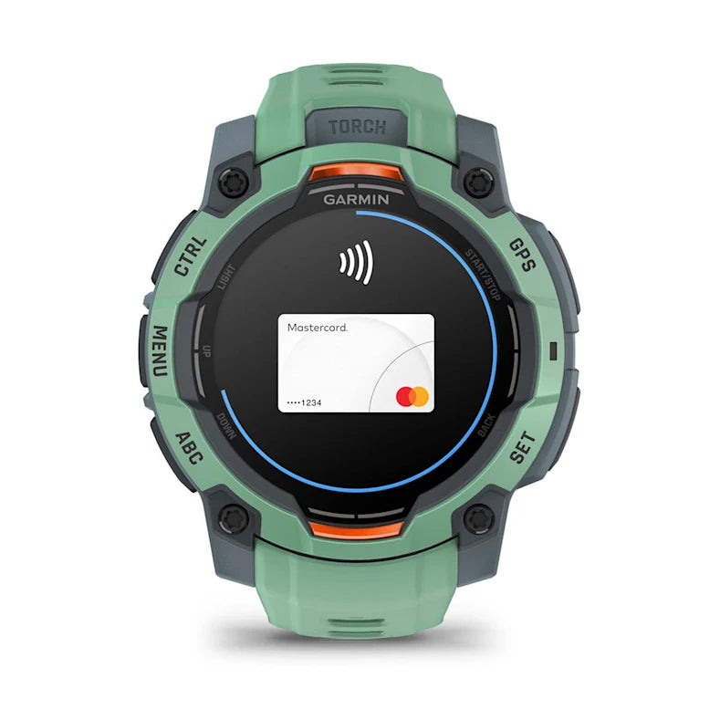 Montre GPS Garmin Instinct 3 AMOLED -45mm. Vert d'eau avec bracelet vert d'eau