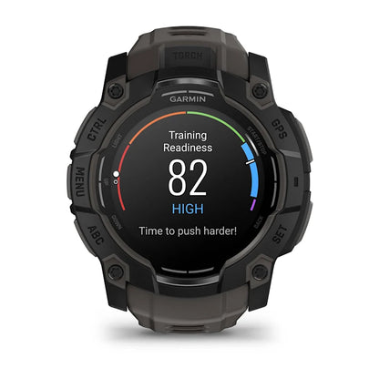 Montre GPS Garmin Instinct 3 AMOLED - 50 mm Noir avec Bracelet en Silicone Gris Charcoal