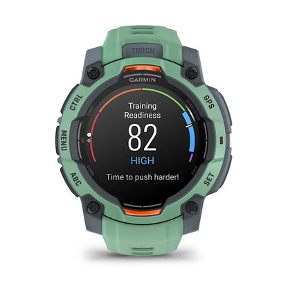 Montre GPS Garmin Instinct 3 AMOLED -45mm. Vert d'eau avec bracelet vert d'eau