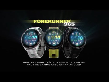 Forerunner® 965 noire avec lunette en titane et bracelet en silicone jaune vif/noir