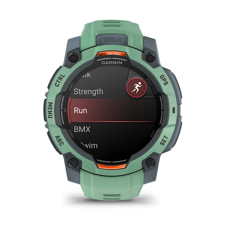 Montre GPS Garmin Instinct 3 AMOLED -45mm. Vert d'eau avec bracelet vert d'eau