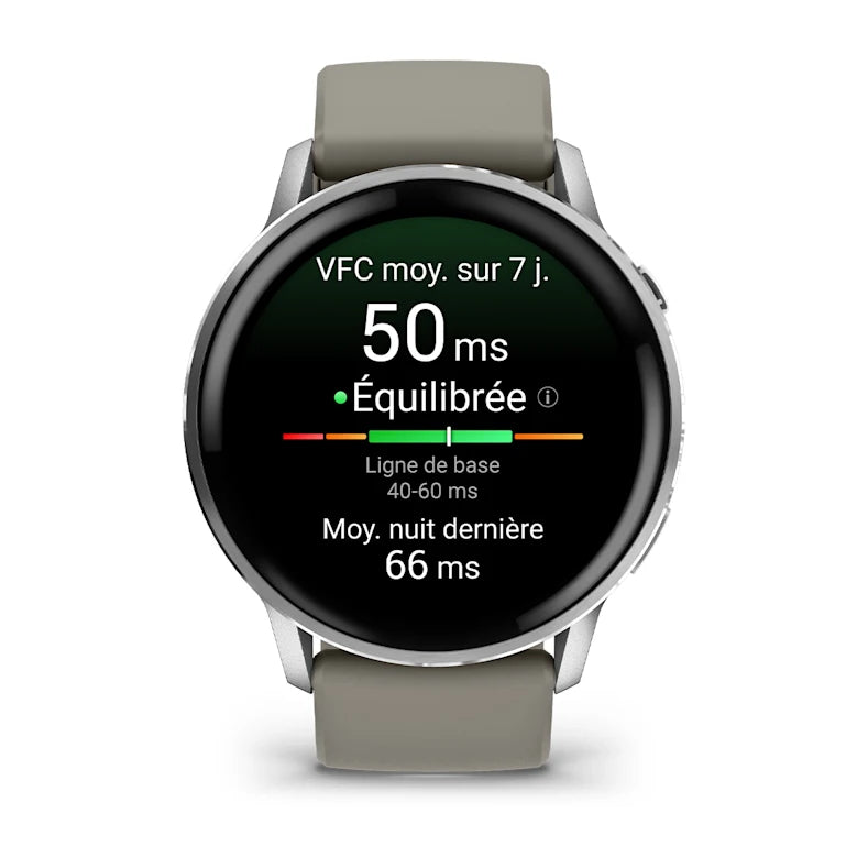 Montre de Sport Garmin Venu® 4 - 45 mm Silver avec bracelet en silicone gris