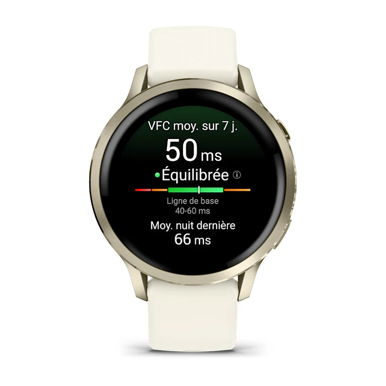 Montre de Sport Garmin Venu® 4 - 41 mm Lunar Gold avec bracelet en silicone ivoire