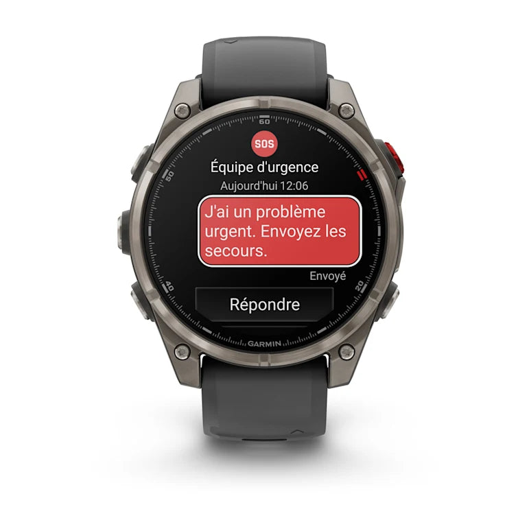 Montre GPS Garmin fēnix® 8 Pro – 47 mm, AMOLED Sapphire, Titanium avec bracelet en silicone graphite/noir