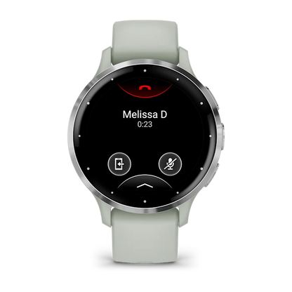Montre de Sport Garmin Venu 3S boîtier  acier inoxydable et bracelet en silicone vert sauge
