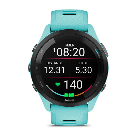 Forerunner® 265 turquoise avec bracelet en silicone turquoise/noir