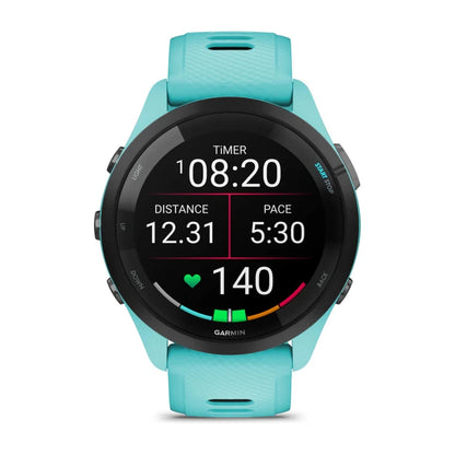 Forerunner 265 turquoise avec bracelet en silicone turquoise/noir