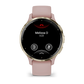 Montre de Sport Garmin Venu 3S boîtier acier inoxydable Soft Gold avec boîtier et bracelet en silicone rose poudré