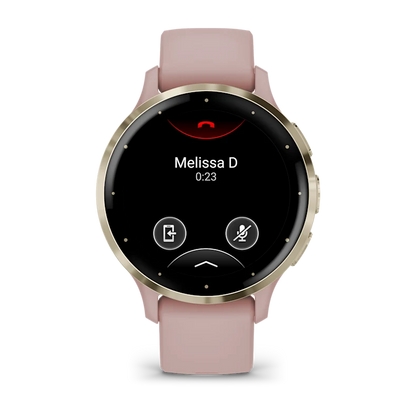 Montre de Sport Garmin Venu 3S boîtier acier inoxydable Soft Gold avec boîtier et bracelet en silicone rose poudré