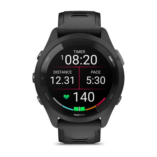 Forerunner 265 noire avec bracelet en silicone noir/gris
