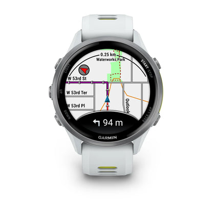 Forerunner® 970 Titane Silver, boîtier blanc et bracelet blanc/jaune translucide
