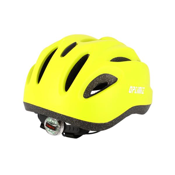 CASQUE ENFANT OPTIMIZ O102 JAUNE MAT AVEC REGLAGE OCCIPITAL 52 / 56 (LED INTEGRE)